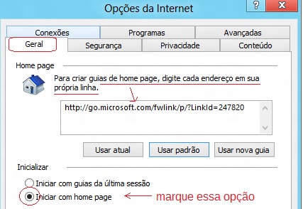 definiar pagina inicial internet explorer