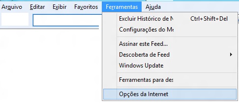 menu opcoes internet explorer